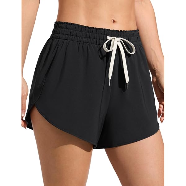 CRZ YOGA Mid Waisted Side Slit Beach Shorts for Women 3” - Dolphin